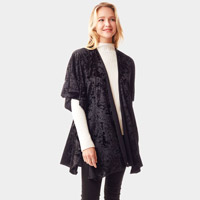 Solid Velvet Shawl Poncho