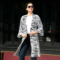 Zebra Patterned Bell Sleeves Cardigan