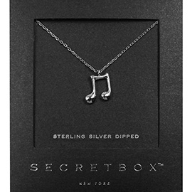 SECRET BOX_Sterling Silver Dipped Metal Music Notes Pendant Necklace