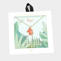 Secret Box _ Brass Metal Enamel Tiger Pendant Necklace