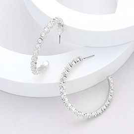 Stone Embellished Half Hoop Earrings