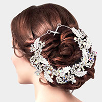 Stone Embellished Metal Leaf Vine Wrap Headpiece