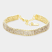 3Rows Rhinestone Evening Bracelet