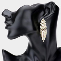 Rhinestone Pave Fringe Dangle Evening Earrings