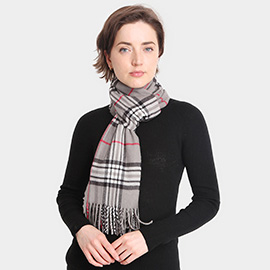 Plaid Check Patterned Oblong Scarf