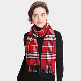 Plaid Check Patterned Oblong Scarf