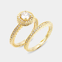 2PCS - Gold Plated CZ Embellished Rings