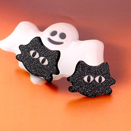 Resin Halloween Cat Stud Earrings