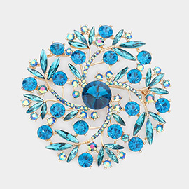 Rhinestone Embellished Flower Vine Brooch