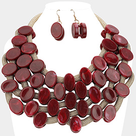 Marbled Oval Bead Cluster Statement Necklace