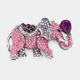 Stone Embellished Elephant Pin Brooch