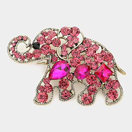 Stone Embellished Elephant Pin Brooch