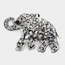 Stone Embellished Elephant Pin Brooch