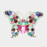 Multi Stone Butterfly Pin Brooch