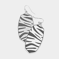 Tiger Patterned Glittered Hexagon Dangle Earrings