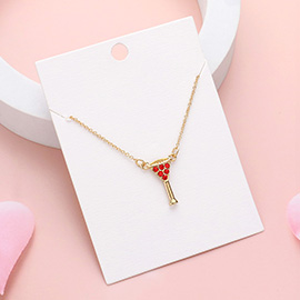 Rhinestone Embellished Cocktail Pendant Necklace