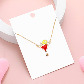 Enamel Cocktail Pendant Necklace