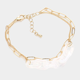 Celluloid Acetate Open Oval Link Double Layered Bracelet