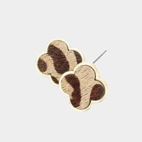 Leopard Patterned Quatrefoil Stud Earrings