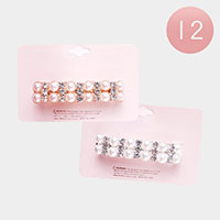 12PCS - Pearl Round Stone Cluster Barrettes