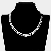 Double Layered Metal Chain Necklace