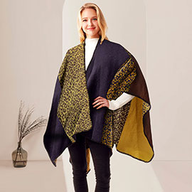 Leopard Patterned Stitch Ruana Poncho