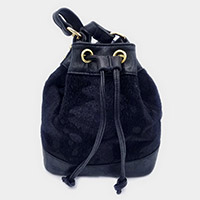 Cow Patterned Faux Leather Drawstring Crossbody Bag