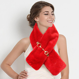 Faux Fur Leather Pull Through Scarf