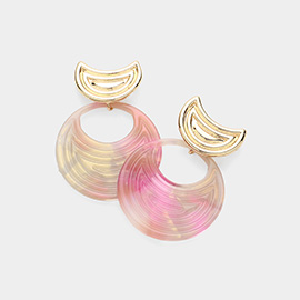 Cut Out Textured Celluloid Acetate Round Dangle Earrings