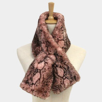 Snake Skin Patterned Faux Fur Pull Through Scarf