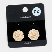 CZ Flower Stud Evening Earrings