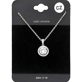 CZ Round Pendant Necklace