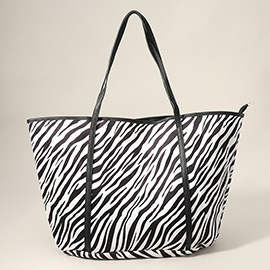 Faux Leather Zebra Patterned Tote Bag / Shoulder Bag