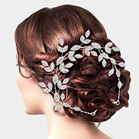 Rhinestone Embellished Leaf Cluster Vine Bun Wrap Headpiece