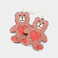 Glittered Resin Bear Dangle Earrings