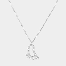 White Gold Dipped CZ Footprint Pendant Necklace