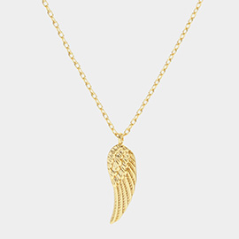 Gold Dipped Metal Wing Pendant Necklace