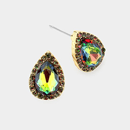 Teardrop Stone Evening Stud Earrings