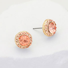 Round Stone Stud Evening Earrings