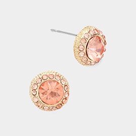 Round Stone Stud Evening Earrings