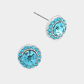 Round Stone Stud Evening Earrings