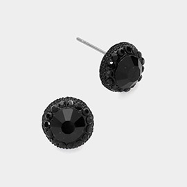 Round Stone Stud Evening Earrings