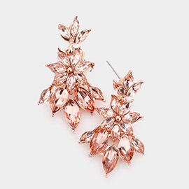 Marquise Stone Cluster Dangle Evening Earrings