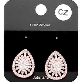 CZ Teardrop Stud Evening Earrings