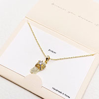 CZ Embellished Metal Flip Flop Pendant Necklace