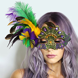 Mardi Gras Masquerade Venetian Feather Mask