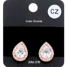 CZ Teardrop Evening Stud Earrings