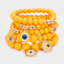 5PCS - Evil Eye Charm Beaded Stretch Bracelets