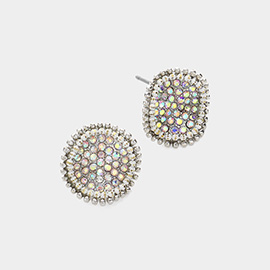 Rhinestone Cluster Crushed Round Stud Earrings