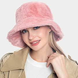 Faux Fur Solid Bucket Hat